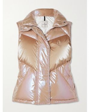 Moncler Faucille Quilted Metallic Shell Down Vest - Pink