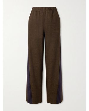 Aimé Leon Dore Striped Herringbone Wool And Cotton-Blend Track Trousers - Brown