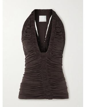 Christopher Esber Orion Ruched Jersey Halterneck Top - Black