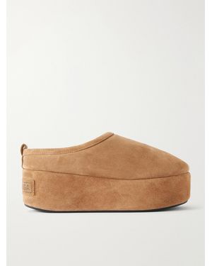 Balenciaga Alaska Platform Suede Mules - Natural