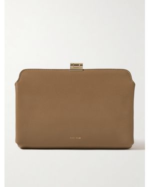 The Row Amazon Textured-Leather Clutch - Natural