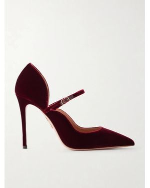 Aquazzura Bellezza 105 Velvet Pumps - Red
