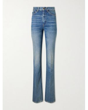 Saint Laurent New Clyde High-Waisted Straight-Leg Pants - Blue