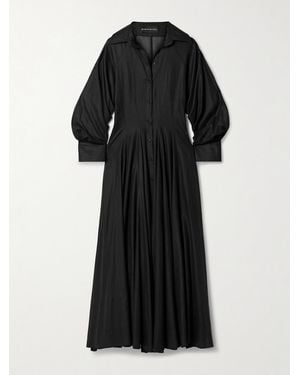 Brandon Maxwell The Virginia Gathered Cotton-Voile Midi Shirt Dress - Black