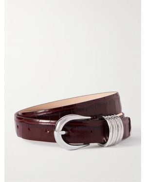 DEHANCHE Hollyhock Croc-Effect Leather Belt - Brown