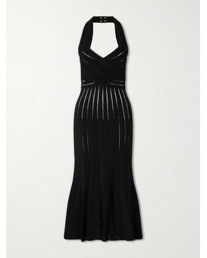 Balmain Flechage Halterneck Knit Jersey Midi Dress - Black