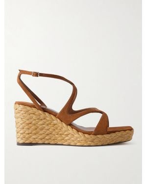 Jimmy Choo Ayla 85 Suede Platform Espadrilles - Metallic