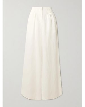 Twp Pintucked Linen Wide-Leg Trousers - White