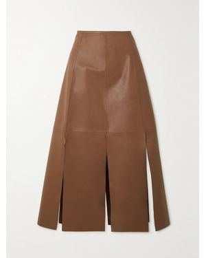 By Malene Birger Lunes Paneled Leather Midi Skirt - Brown