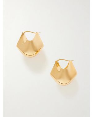 KHAITE Lotus Medium-Plated Hoop Earrings - Metallic