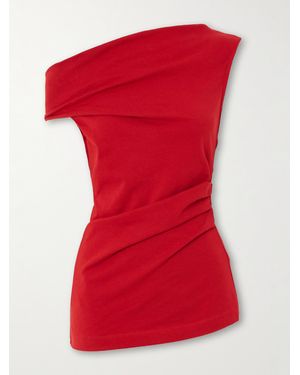 Dries Van Noten Off-The-Shoulder Draped Cotton-Jersey Top - Red