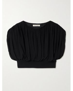 Heirlome Cummerbund Verkürzte Bluse Aus Seiden-Georgette - Schwarz