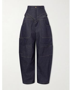 Tolu Coker Banana Cutout High-Rise Barrel-Leg Jeans - Blau