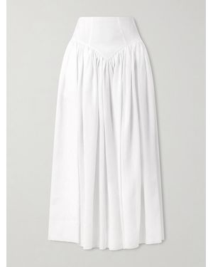 Gabriela Hearst Juniper Frayed Panelled Linen Midi Skirt - White