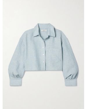 Suzie Kondi Leuka Cropped Linen Shirt - Blue