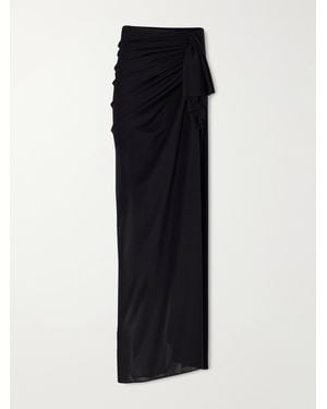 Alex Perry Tie-Detailed Gathered Jersey Maxi Skirt - Black