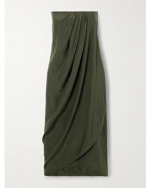 GAUGE81 Onna Strapless Draped Silk-Satin Midi Dress - Green