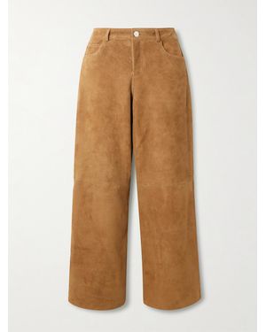 Nour Hammour Milo Paneled Suede Wide-Leg Pants - Natural