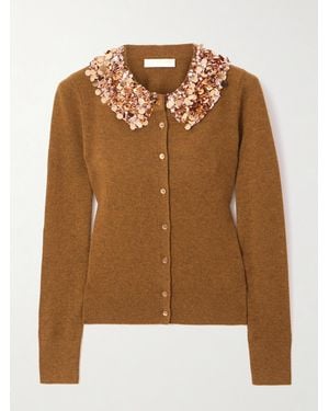 Ulla Johnson Margaux Sequin-Embellished Cashmere Cardigan - Brown