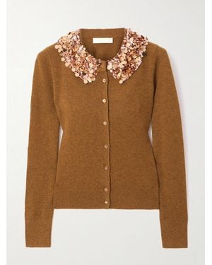 Ulla Johnson Margaux Cardigan Aus Kaschmir Mit Pailletten - Braun