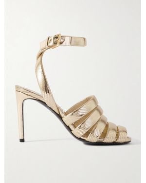 Alaïa Metallic Leather Sandals - White