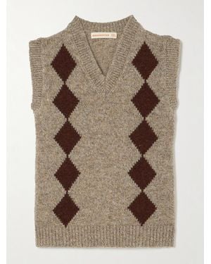 &Daughter Argyle Wool Vest - Brown