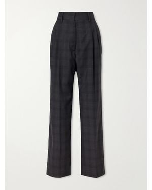 Blazé Milano Fox Checked Wool Straight-Leg Pants - Blue