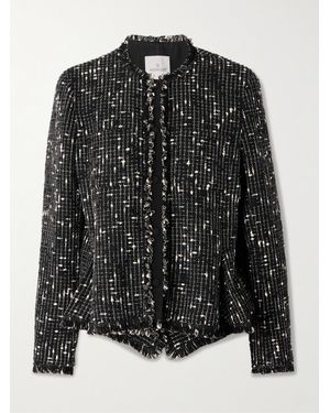 Moncler Verneuil Fringed Linen And Cotton-Blend Tweed Jacket - Black