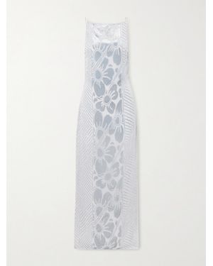 SIR. Ventura Open-Back Floral Devoré-Velvet Gown - White