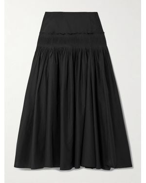 Theory Maxirock Aus Popeline Aus Einer Baumwollmischung Mit Biesen Und Falten - Schwarz