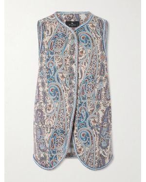 Etro Paisley-Jacquard Cotton-Blend Gilet - Blue