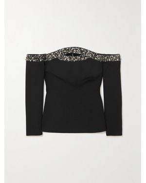 Safiyaa Roisin Off-The-Shoulder Cutout Embellished Crepe Top - Black
