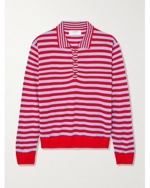 La Ligne Ben Striped Silk, Wool And Cashmere-Blend Polo Jumper - Red