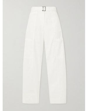 St. Agni Utility Belted Cotton-Blend Wide-Leg Pants - White