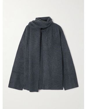 LeKasha Spain Scarf-Effect Organic Cashmere Cardigan - Blue