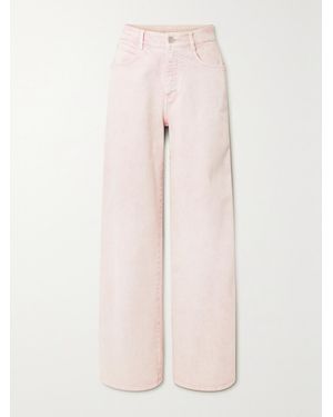 Stella McCartney Canvas-Trimmed High-Rise Wide-Leg Jeans - Pink