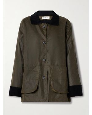 Kallmeyer Lottie Jacke Aus Gewachster Baumwolle Mit Cordbesätzen - Grün