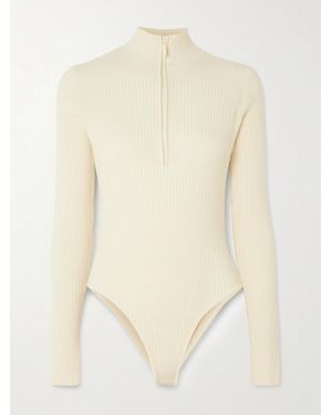CORDOVA Butte Ribbed Merino-Wool Turtleneck Bodysuit - Natural