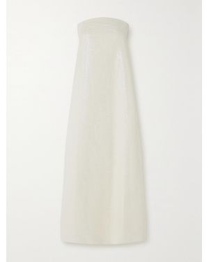 ‎Dima Ayad Strapless Sequin-Embellished Woven Maxi Dress - White