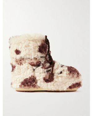 Moon Boot Icon Low Cow-Print Fleece S - Natural
