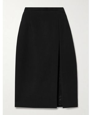 Salon 1884 Ezra Wool And Silk-Blend Twill Skirt - Black