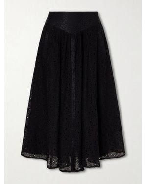 Maison Mayle Djuna Broderie Anglaise Silk Midi Skirt - Black