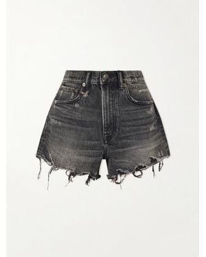 R13 Distressed Denim Shorts - Grey