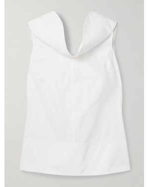 Brandon Maxwell The Bowie Draped Cotton-Poplin Top - White