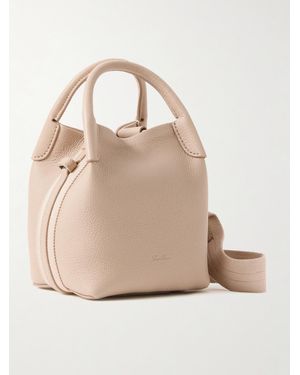 Loro Piana Bale Grosgrain-Trimmed Textured-Leather Shoulder Bag - Natural
