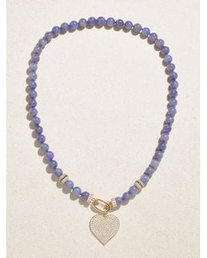 Sydney Evan Xl Heart 14-Karat Multi-Stone Necklace - Natural