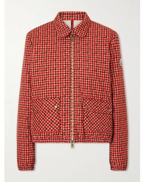 Moncler Lanset Logo-Appliquéd Checked Cotton Down Jacket - Red