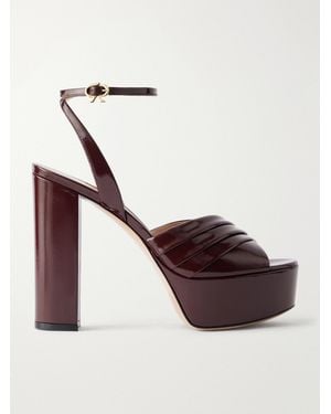 Gianvito Rossi 130 Pleated Patent-Leather Platform Sandals - Red