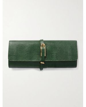 Liffner Belted Lizard-Effect Leather Clutch - Green