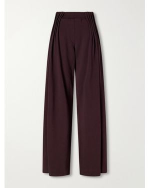 Dries Van Noten Pleated Cotton-Jersey Wide-Leg Trousers - Purple